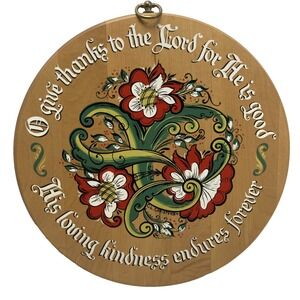 Vtg 1962 Berggren Handpainted Norway Swedish‎ Rosemaling Wall Hanging 12" Signed